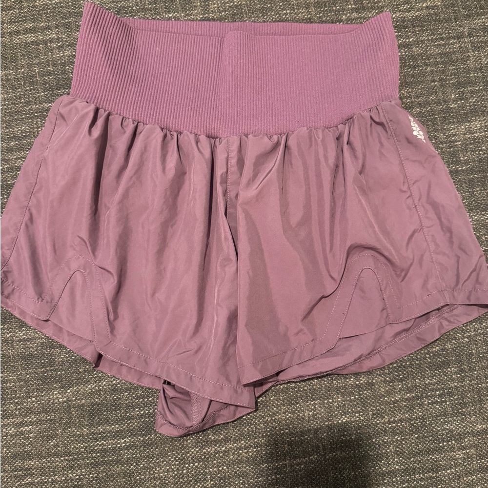 FP Movement by Free People Plum Carpe Diem Rib-Waist Athletic Shorts